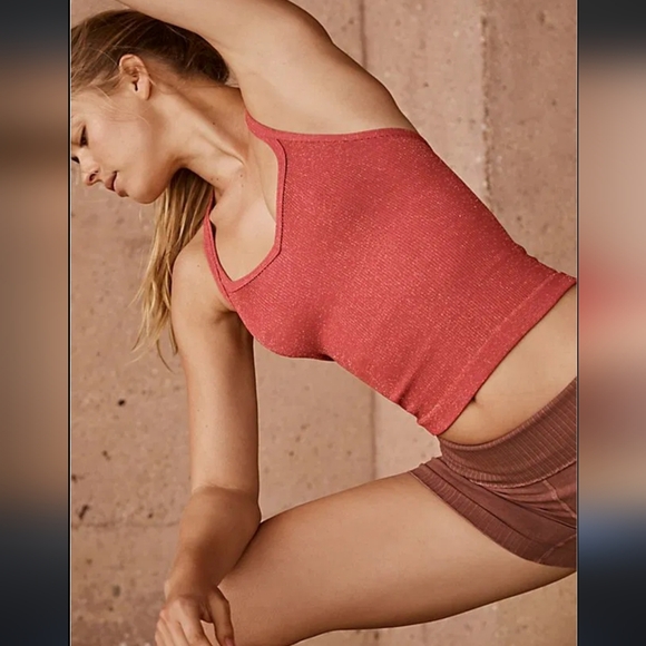 Free People Tops - FREE PEOPLE | Happiness Runs Lurex Sweetheart Crop Tank Fushia with glitter